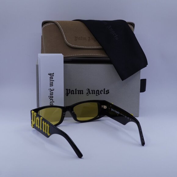 Palm Angels PERI007 ANGEL 1018 Rectangle Sunglasses - Black/Yellow - Picture 7 of 11